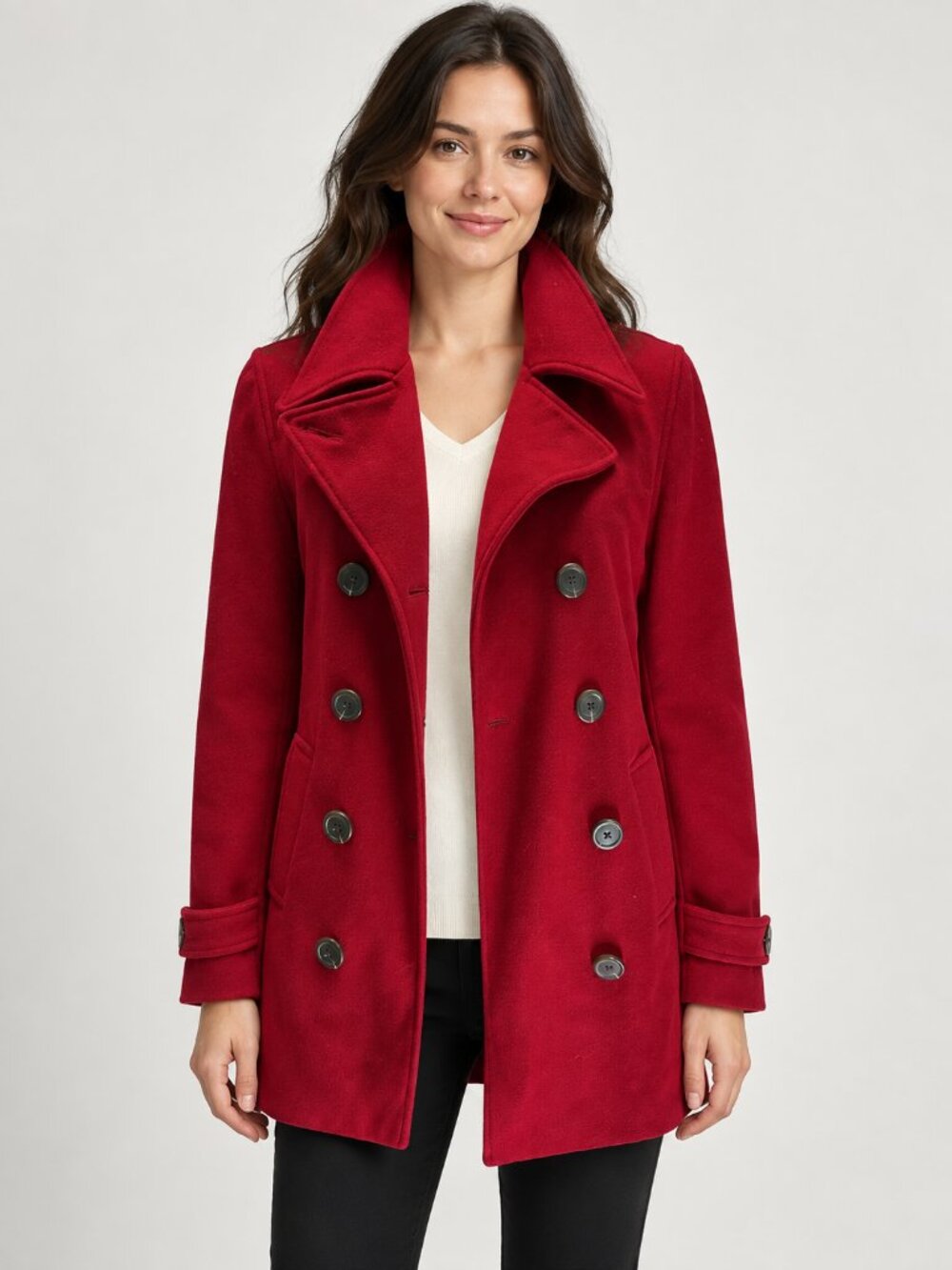 Vintage 2006 GAP Factory Red Wool Blend Double Breasted Peacoat Women S